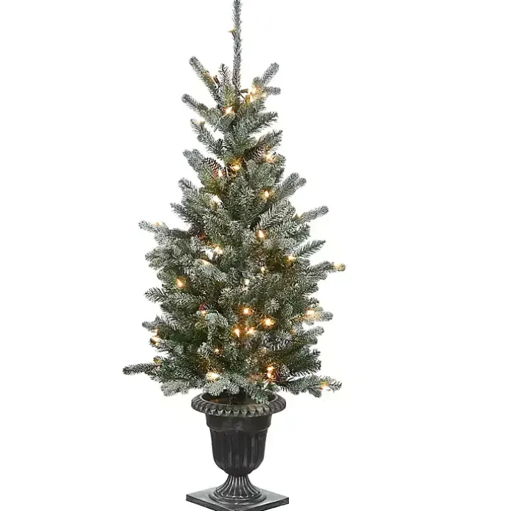 4 ft. Feel Real Pre-Lit Snowy Morgan Spruce Tree