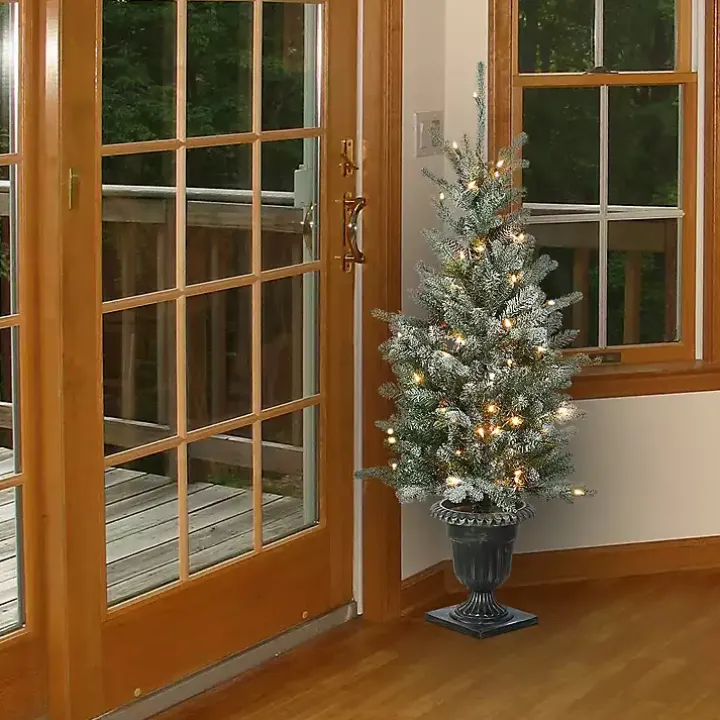 4 ft. Feel Real Pre-Lit Snowy Morgan Spruce Tree