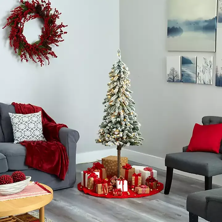 5 ft. Flocked Pre-Lit Alpine Christmas Tree