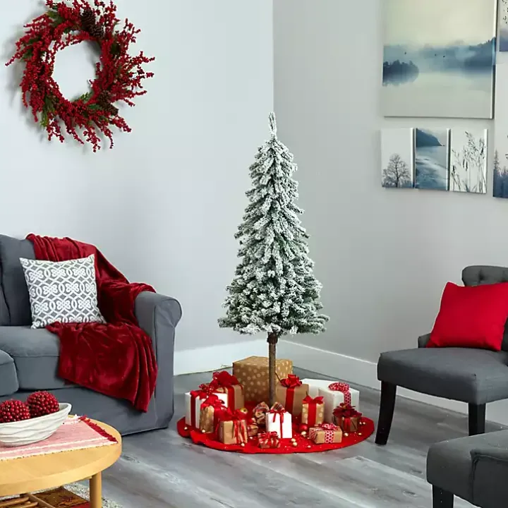 5 ft. Flocked Pre-Lit Alpine Christmas Tree