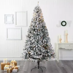 8 ft. Flocked Pre-Lit Rock Spruce Christmas Tree