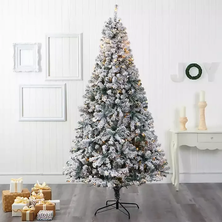 8 ft. Flocked Pre-Lit Rock Spruce Christmas Tree