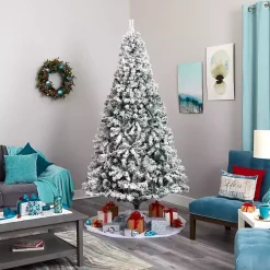 8 ft. Flocked Pre-Lit Rock Spruce Christmas Tree
