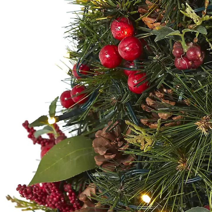 2 ft. Lit Mixed Pine and Berries Christmas Tree