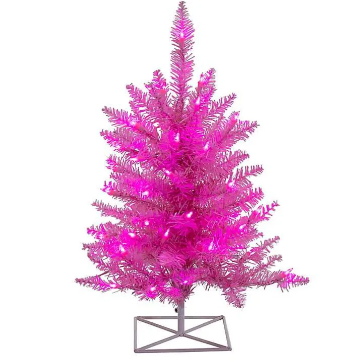 3 ft. Pink Pre-Lit Christmas Tree