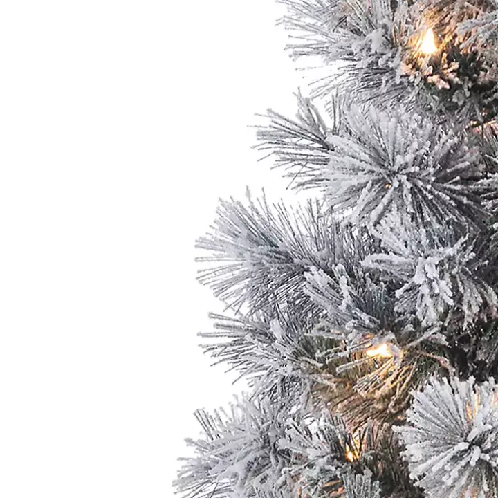 4.5 ft. Pre-Lit Flocked Potted Pine Christmas Tree
