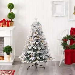 4 ft. Pre-Lit Flocked Vermont Pine Christmas Tree