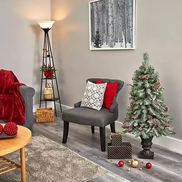 4 ft. Pre-Lit Frosted Berry and Pine Tree in Urn