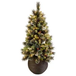 4 ft. Pre-Lit Glittery Crestwood Spruce Tree