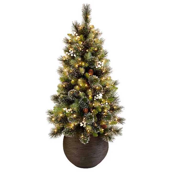 4 ft. Pre-Lit Glittery Crestwood Spruce Tree
