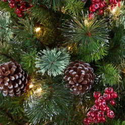 4 ft. Pre-Lit Iced Berry & Pine Tree in Bronze Urn