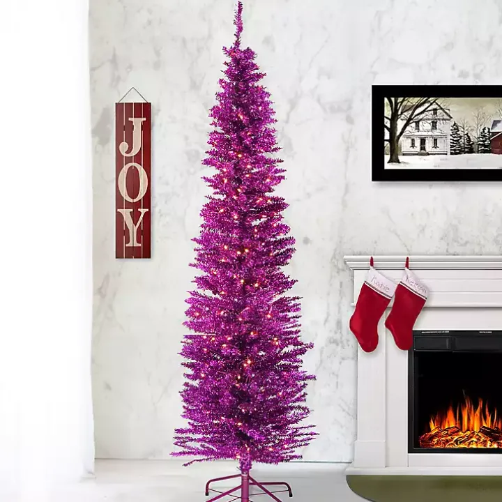 6 ft. Pre-Lit Pink Tinsel Christmas Tree