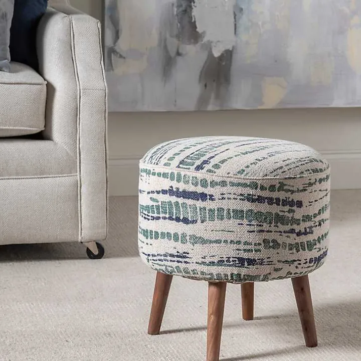 Abstract Lines Wood Ottoman Stool