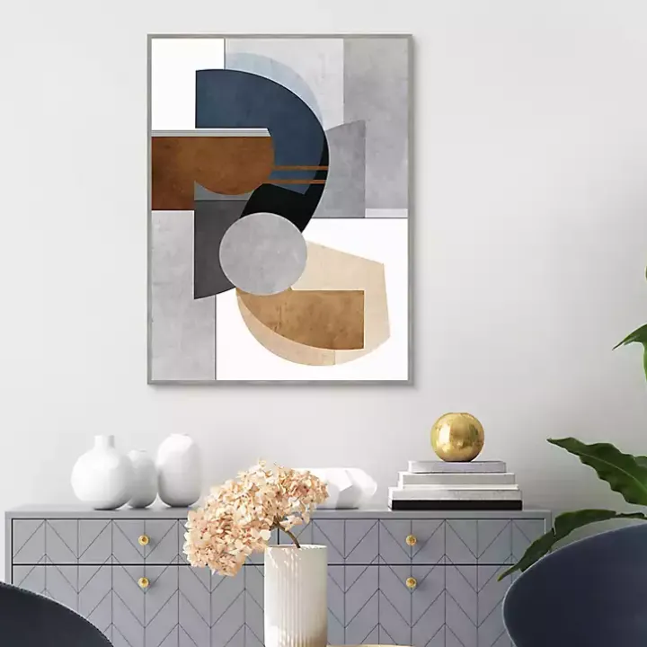 Abstract Organic Shapes Framed Canvas Art Print