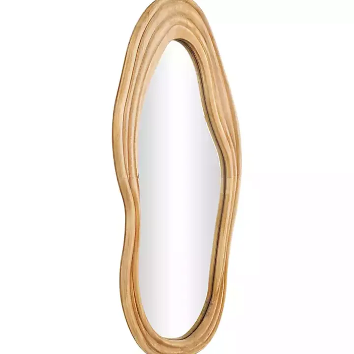 Abstract Wavy Wood Wall Mirror