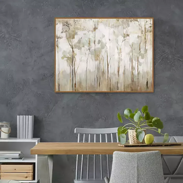 Abstract Woodland Forest Framed Canvas Art Print
