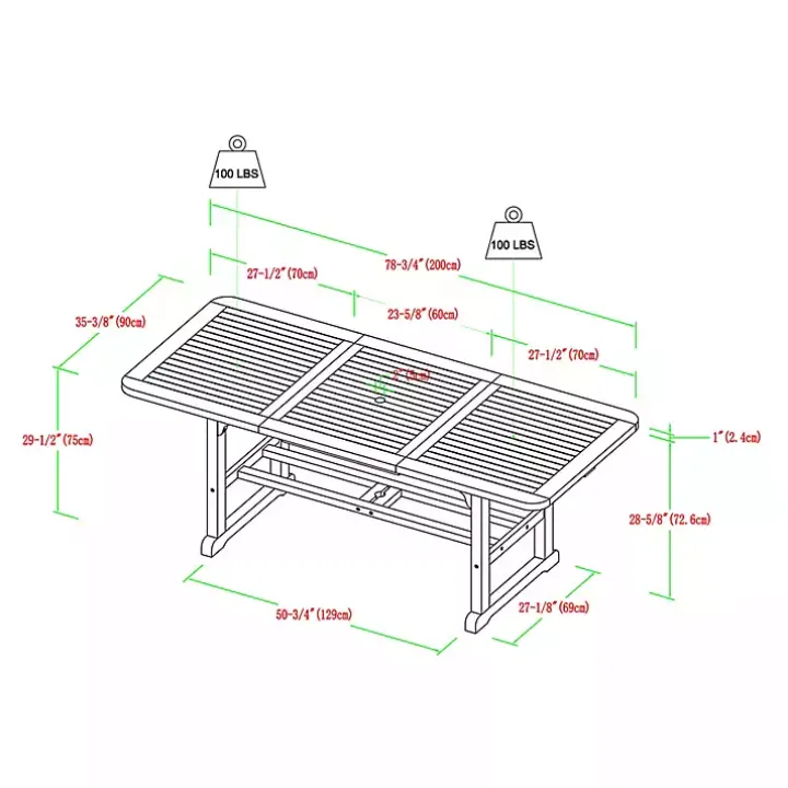 Acacia Wood Slatted 7-pc. Outdoor Dining Set