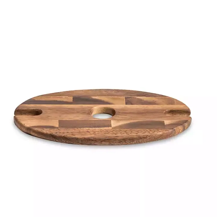 Acacia Wood Wine Bottle and Glass Caddy