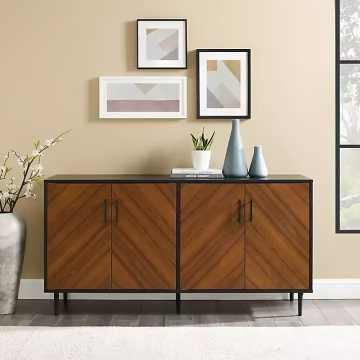 Acorn and Black Chevron Door TV Stand
