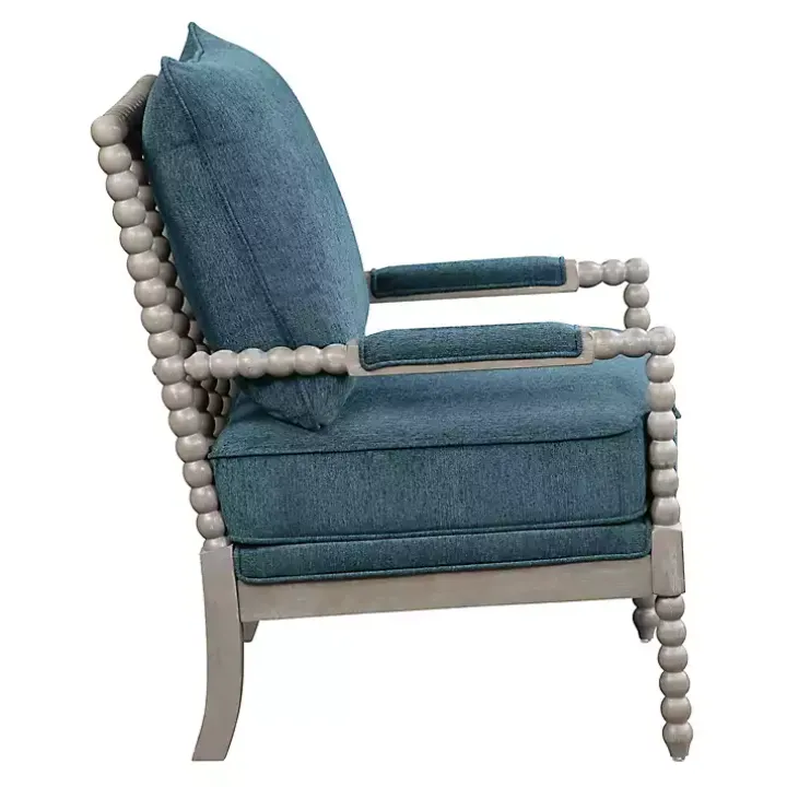 Aegean Blue Liam Turned Leg Accent Chair