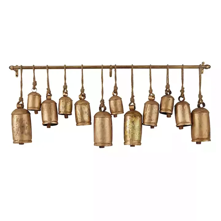 Aged Gold Round Bells Wall Plaque