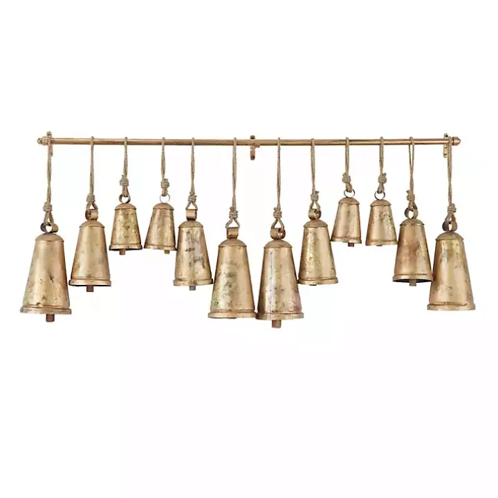 Aged Gold Triangle Bells Wall Plaque