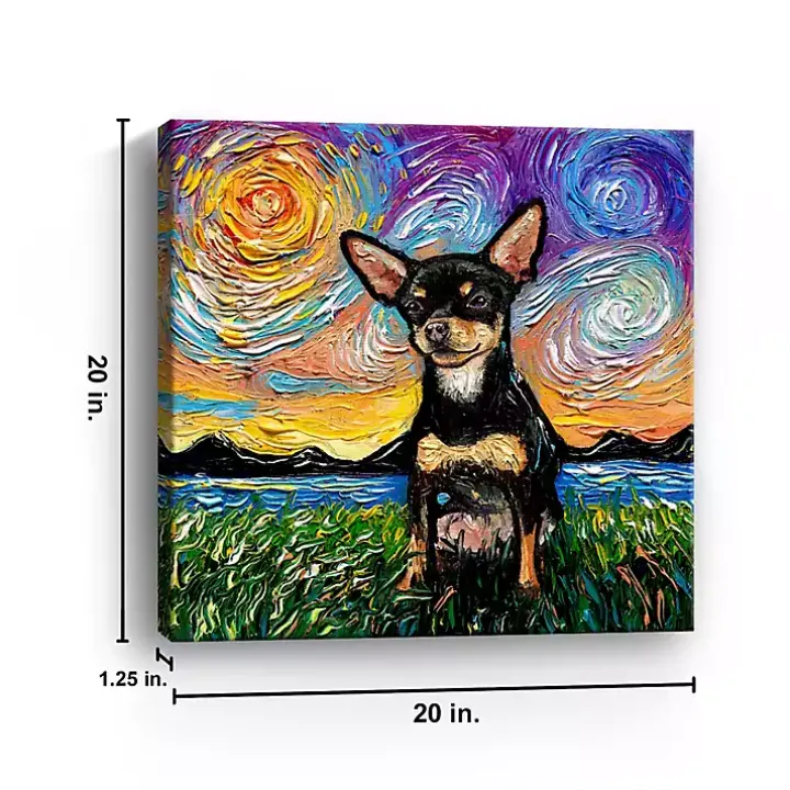Aja Trier Chihuahua Starry Night Canvas Print