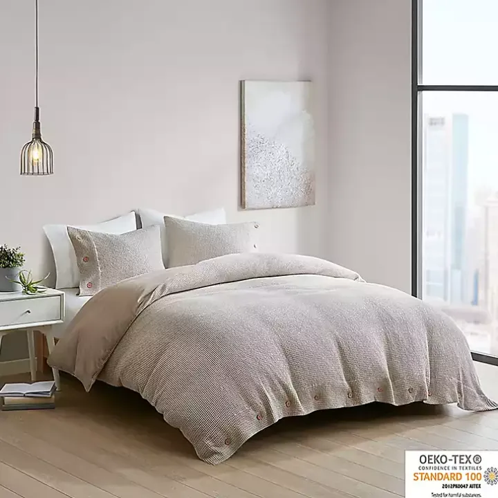 Alaya Tan 4-pc. Full/Queen Waffle Duvet Set