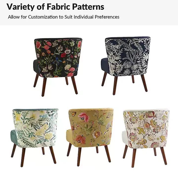 Alex Navy Upholstered Floral Back Accent Chair