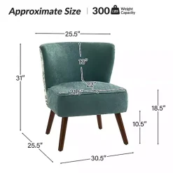 Alex Teal Upholstered Floral Back Accent Chair
