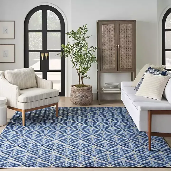 Aloha Blue Botanical Indoor/Outdoor Rug, 6x9