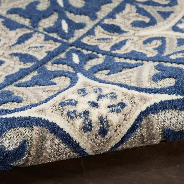 Aloha Blue Geometric Indoor/Outdoor Area Rug, 6x9