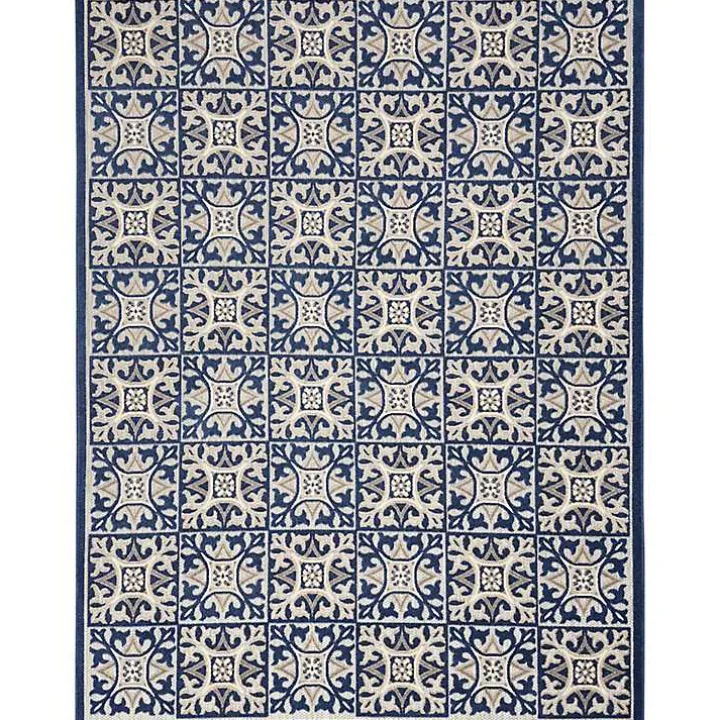 Aloha Blue Geometric Indoor/Outdoor Area Rug, 9x12