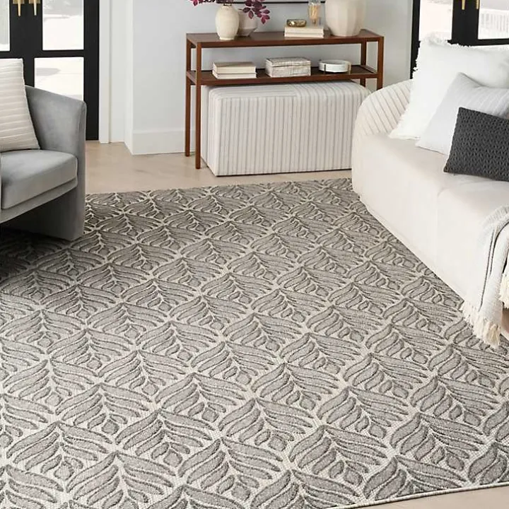 Aloha Gray Botanical Indoor/Outdoor Rug, 6x9