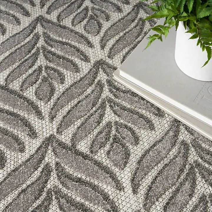 Aloha Gray Botanical Indoor/Outdoor Rug, 6x9