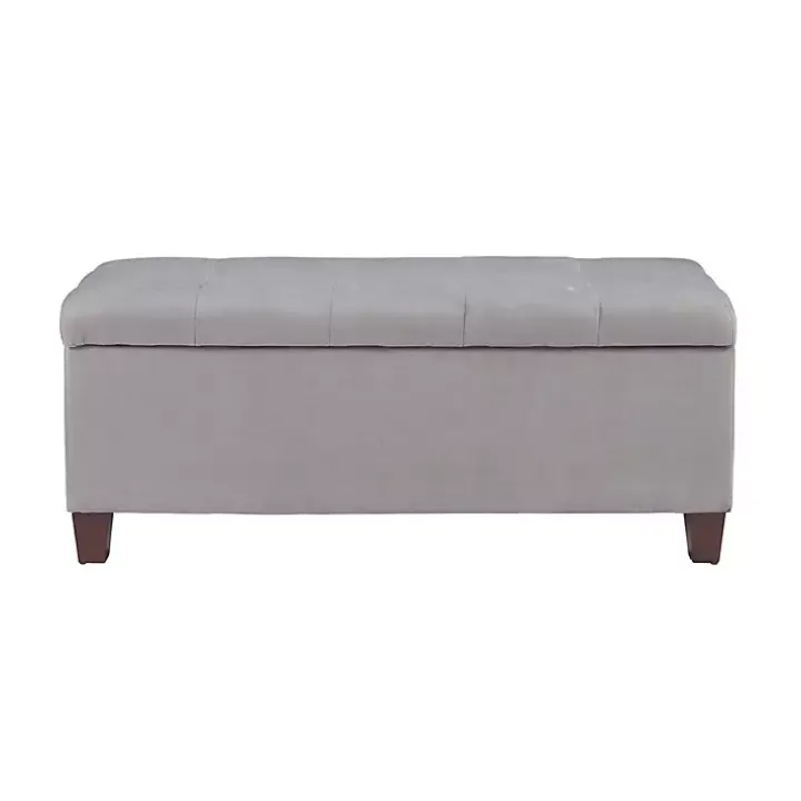 Amelia Tufted Gray Shoe Storage Ottoman Bench