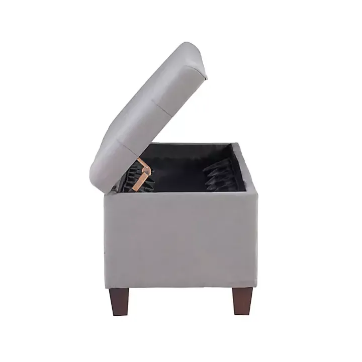 Amelia Tufted Gray Shoe Storage Ottoman Bench