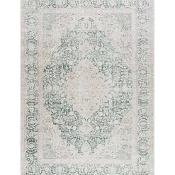 Amelie Green Traditional Washable Area Rug, 5x7