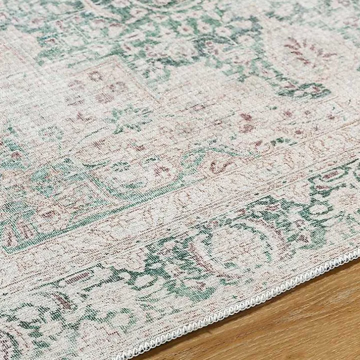 Amelie Green Traditional Washable Area Rug, 7x10