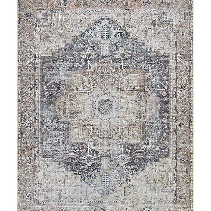Amelie Navy Blue Classic Washable Area Rug, 7x10