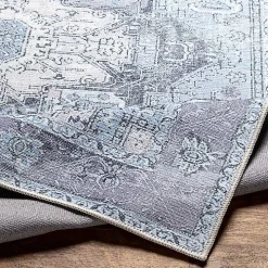 Amelie Silver Blue Classic Washable Area Rug, 5x7