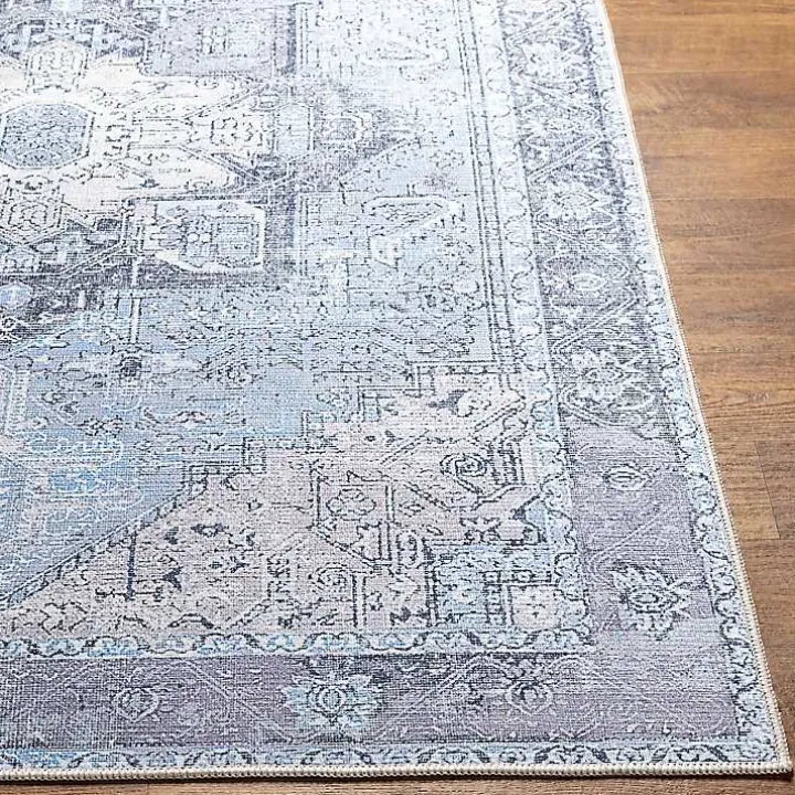 Amelie Silver Blue Classic Washable Area Rug, 5x7