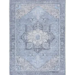 Amelie Silver Blue Classic Washable Area Rug, 7x10