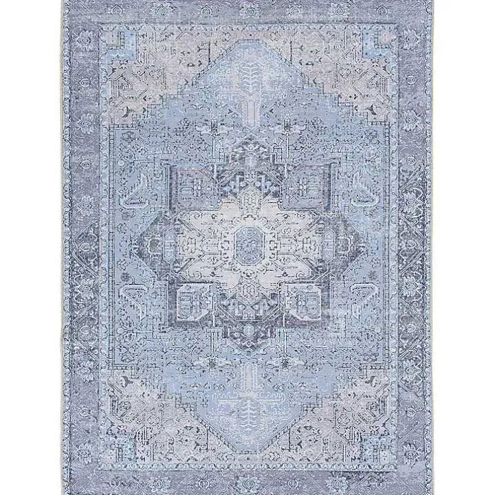 Amelie Silver Blue Classic Washable Area Rug, 7x10