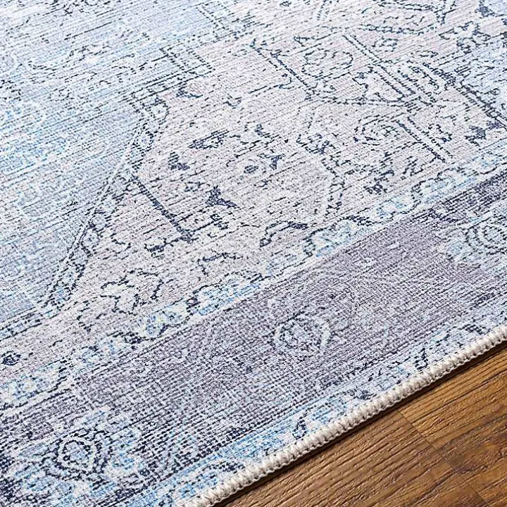 Amelie Silver Blue Classic Washable Area Rug, 7x10