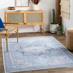 Amelie Silver Blue Classic Washable Area Rug, 8x12