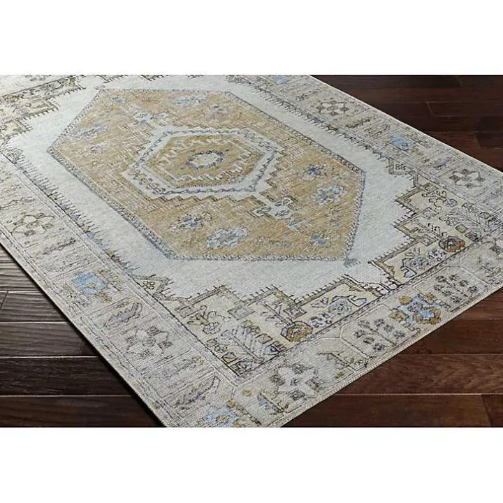 Amelie Yellow Traditional Washable Area Rug, 8x12