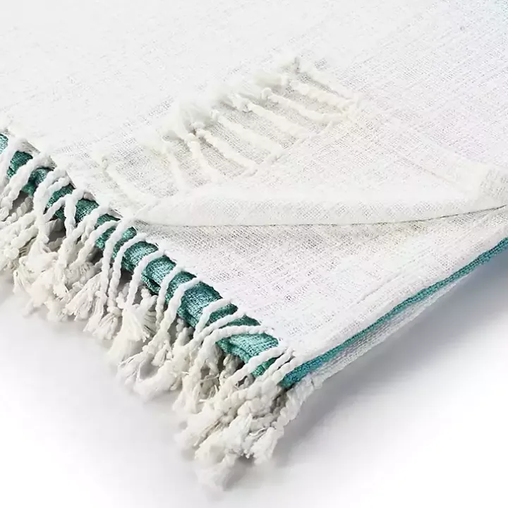 Angel Blue Shibori Slab Fringe Throw