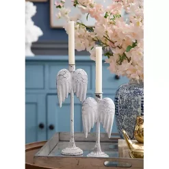 Angel Wing Taper Candle Holders, Set of 2