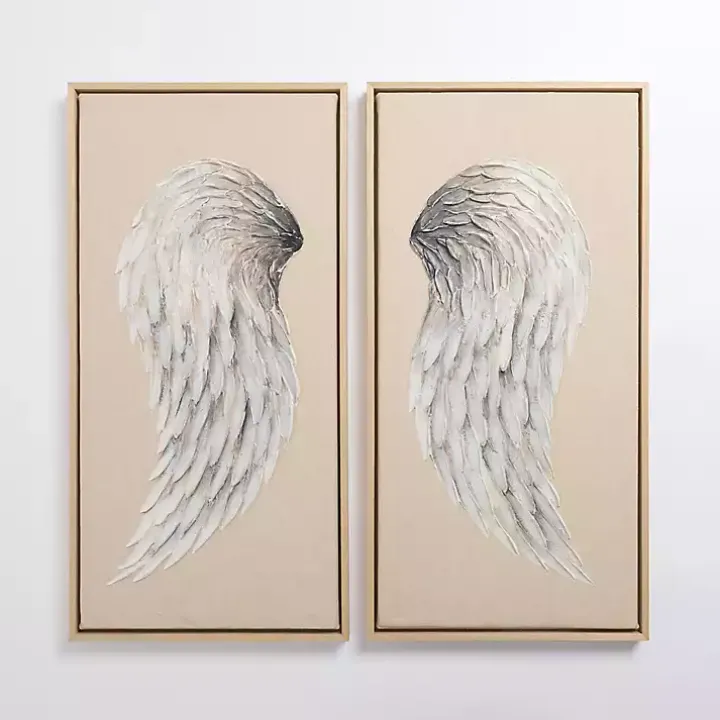 Angel Wings Framed Canvas Art Prints, Set of 2